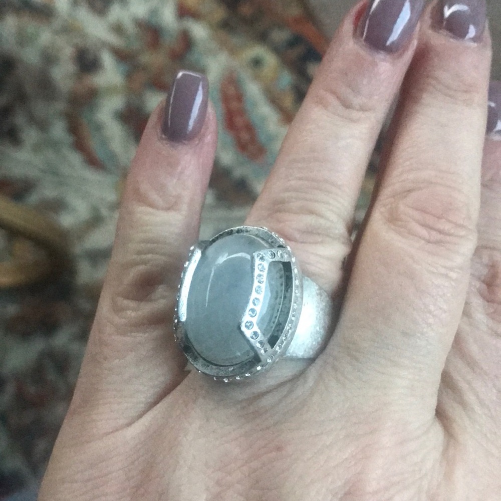 Lia Sophia Silver bling cocktail ring sz 8